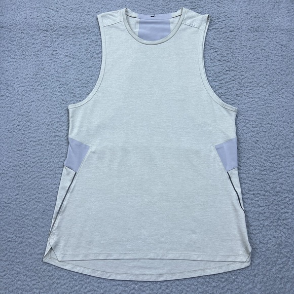 Lululemon Fast Free Tank XS Tan Heathered Silverstone Sea Salt Reflective M3BF5S - Picture 1 of 7